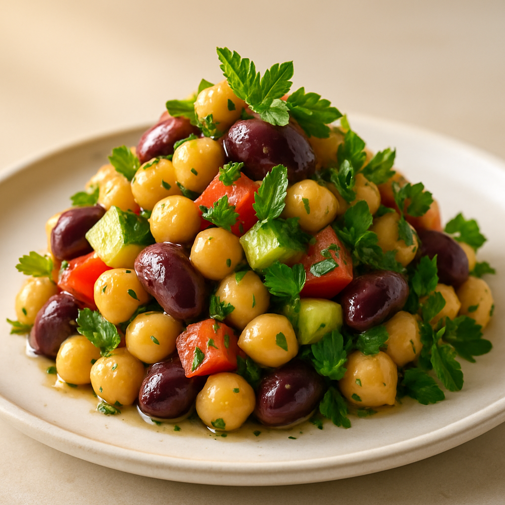 Quick Mediterranean Chickpea Salad with Herb Oil