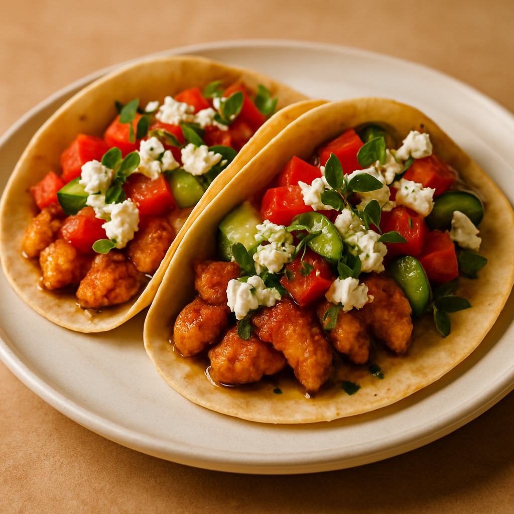 Mediterranean Chicken Taco with Feta and Olive Vinaigrette