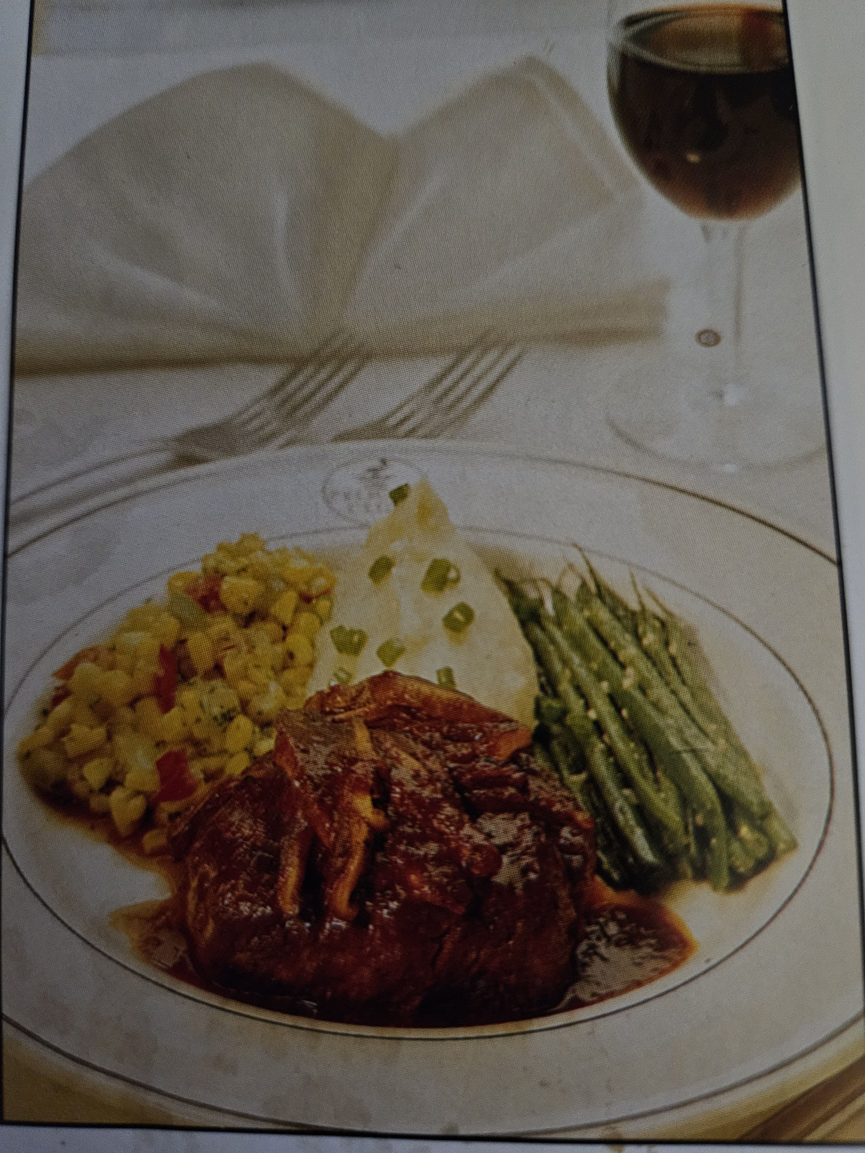 Filets Mignons with Shiitake Mushrooms and Cabernet Sauce, and Garlic Mashed Potatoes with Roasted Onion
