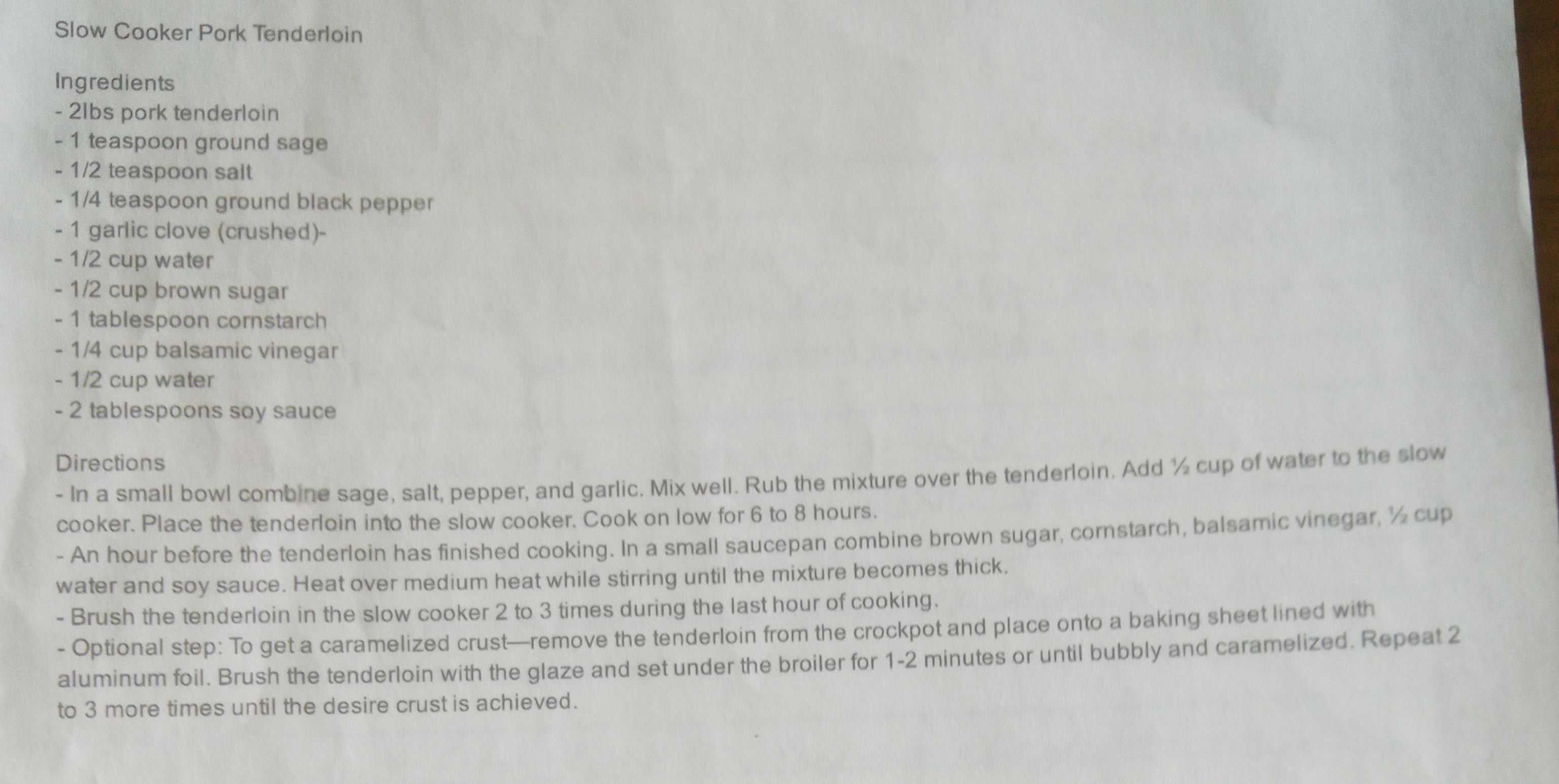 Slow Cooker Pork Tenderloin