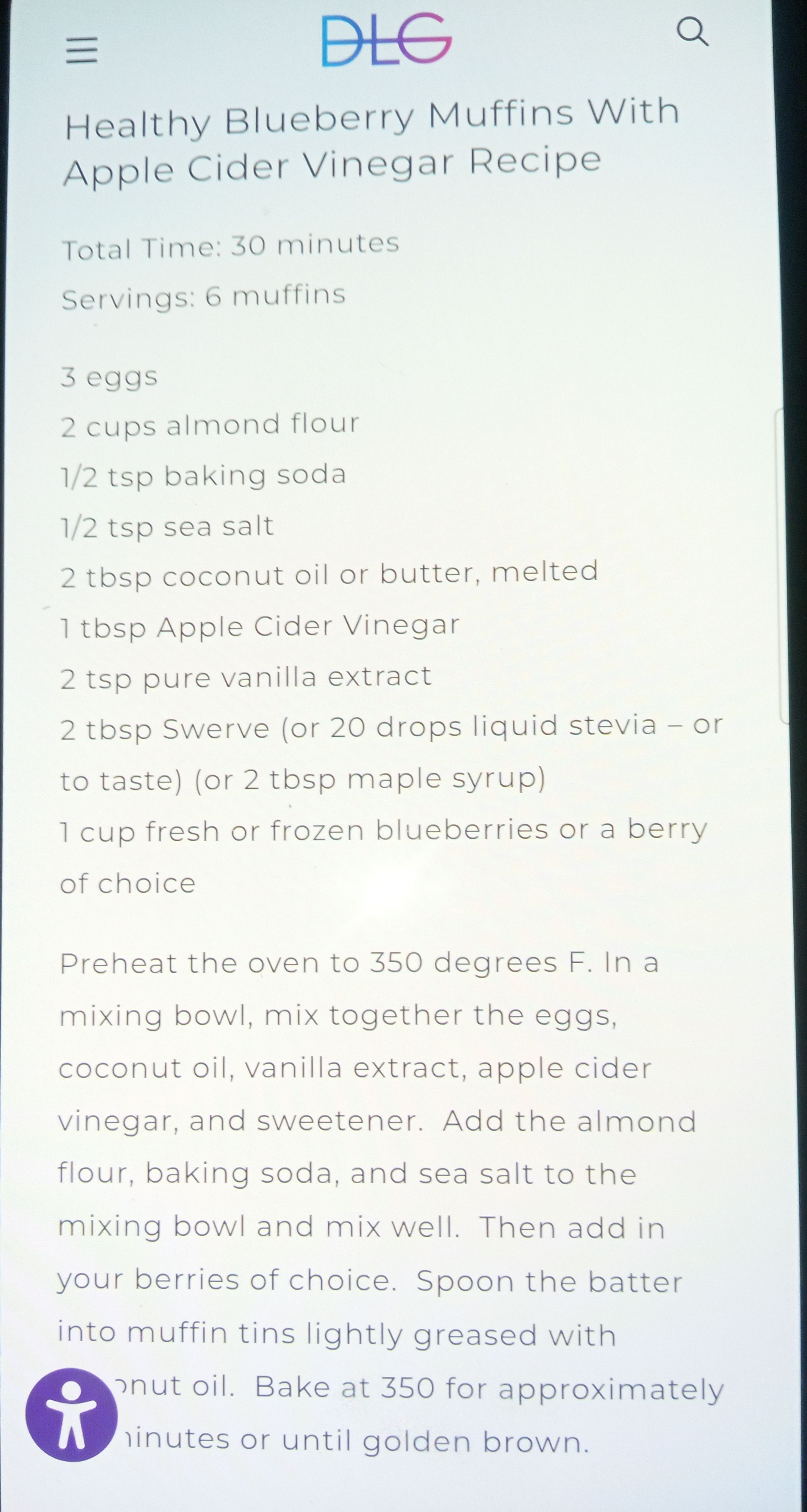 Healthy Blueberry Muffins With Apple Cider Vinegar Recipe